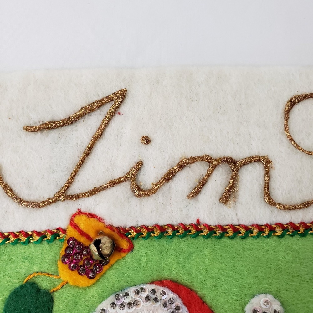 Vintage Creative Moments Jeweled Christmas Stocking "Happy Santa" 17 in Complete - Picture 3 of 9